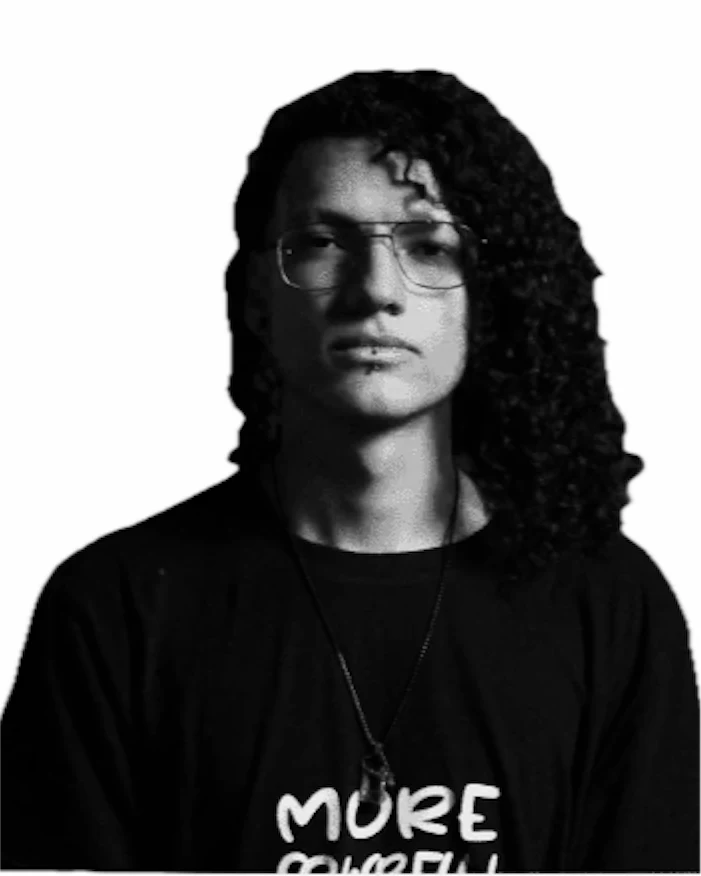 Retrato en blanco y negro de Sebas Castellanos
